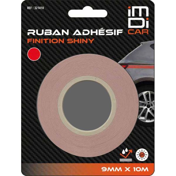 Ruban décoratif adhésif rouge 9mm x 10m