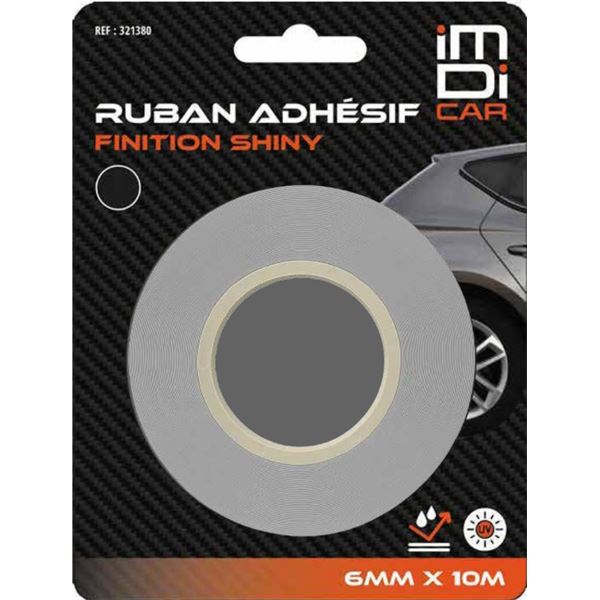 Ruban décoratif adhésif noir 6mm x 10m