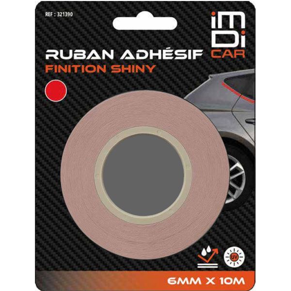 Ruban décoratif adhésif rouge 6mm x 10m