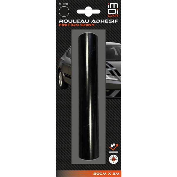 Rouleau adhésif décoratif noir 20 cm x 3 m