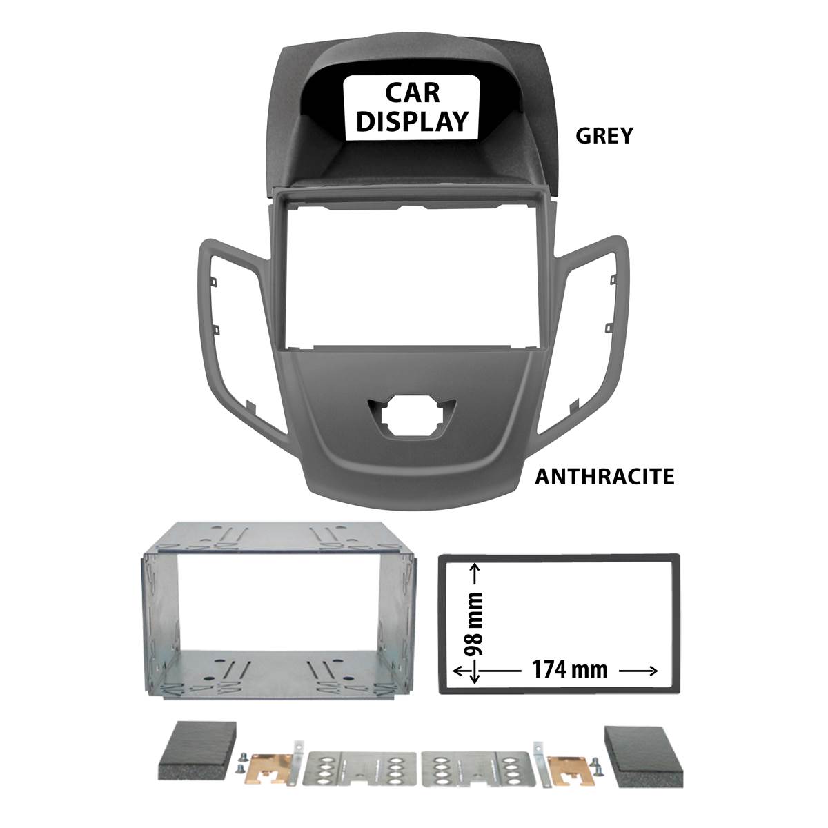 Cache Autoradio Anthracite Ford Fiesta 2008 À 2018