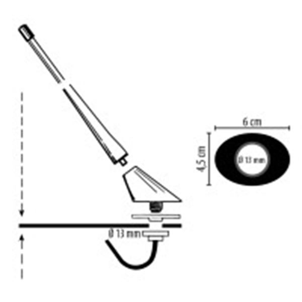 Antenne 33 cm AM/FM pour toit arrière