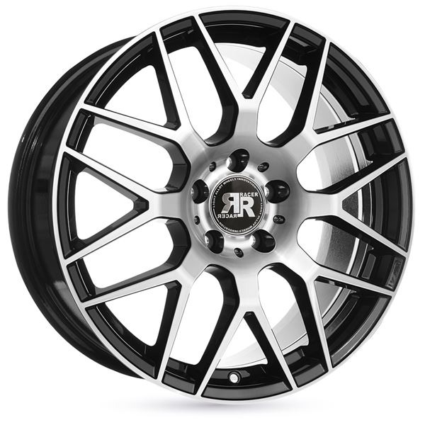 Jante aluminium Racer 17 pouces Noir Brillant Face Polie