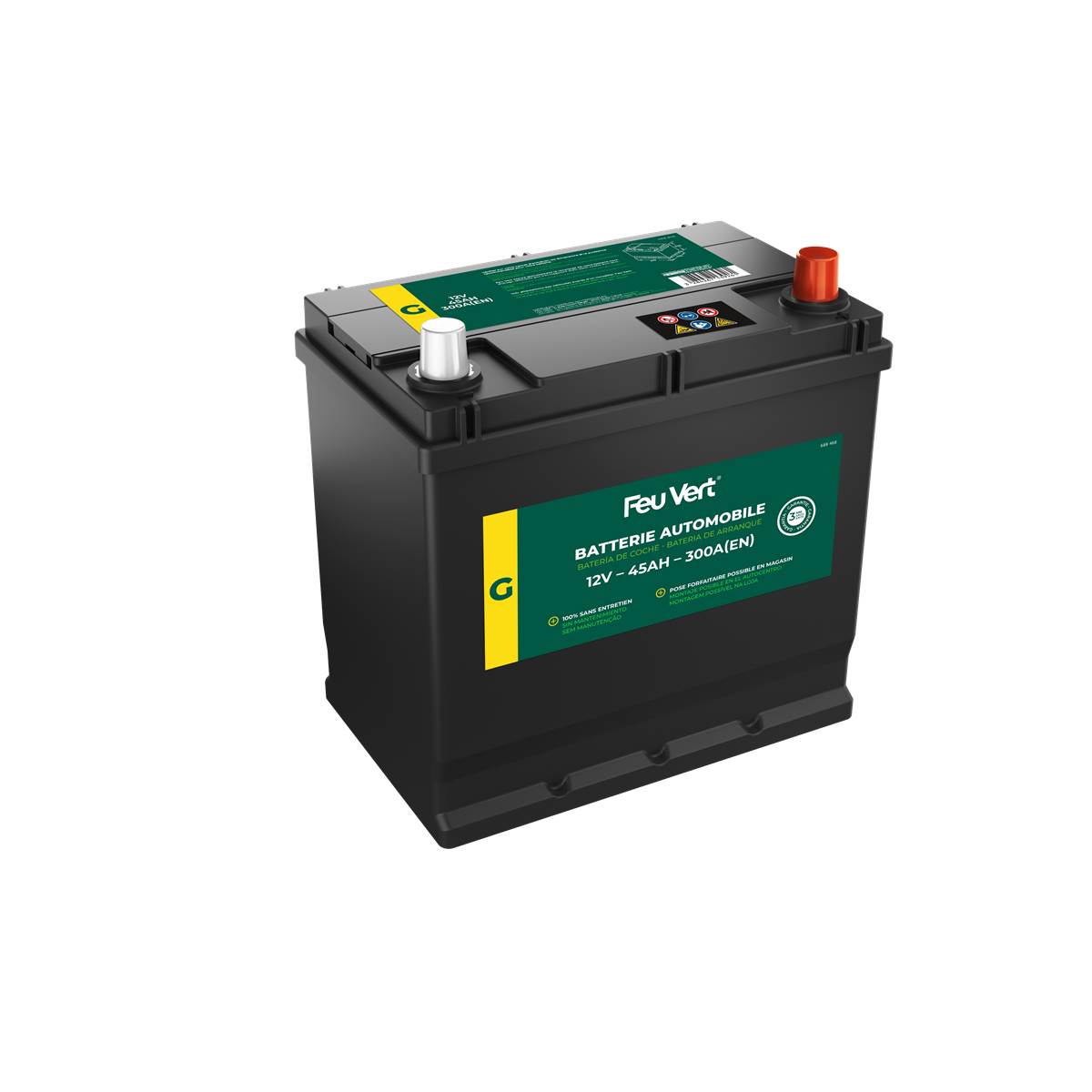 Batterie Voiture Feu Vert G - 45ah / 300a - 12v