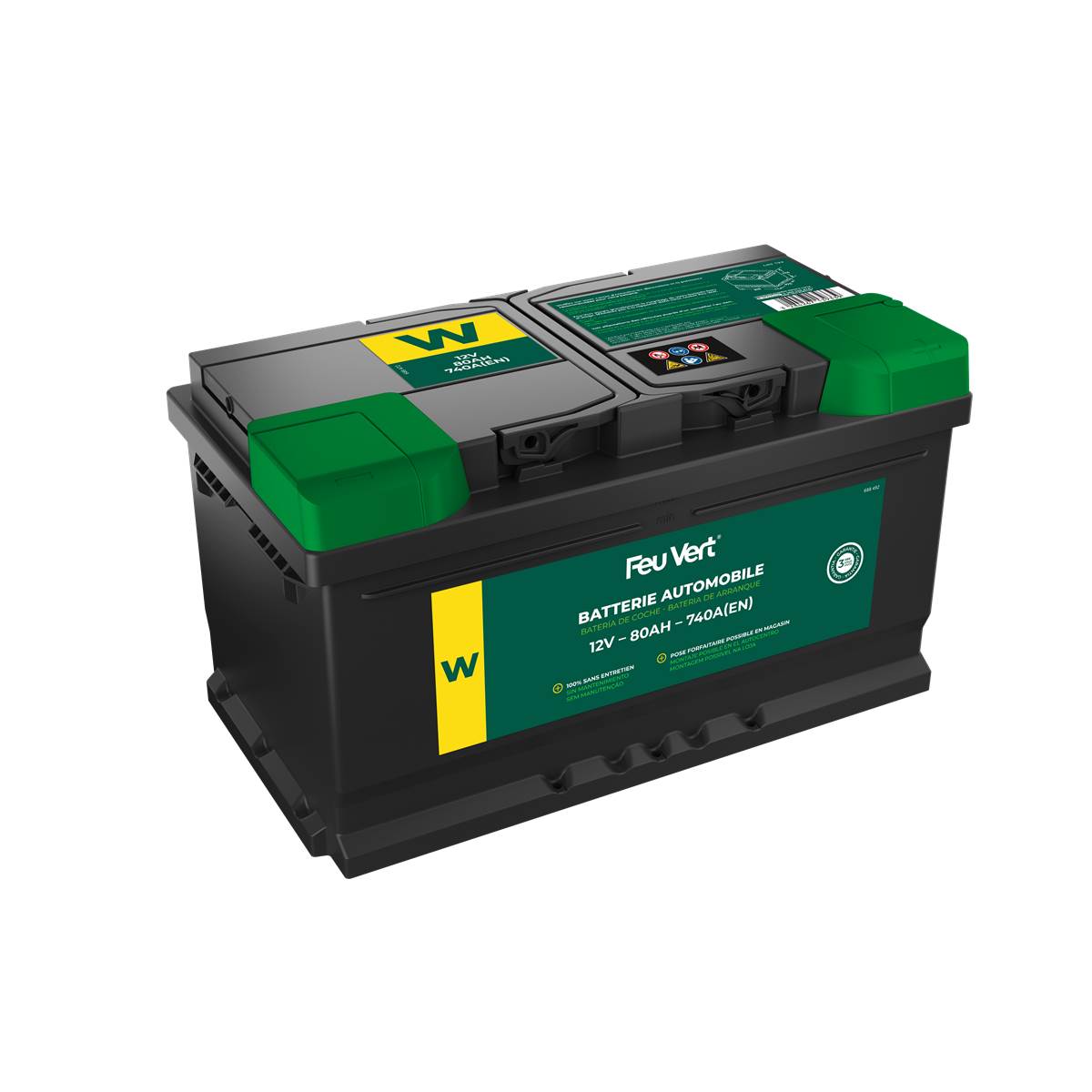Batterie Voiture Feu Vert W - 80ah / 740a - 12v