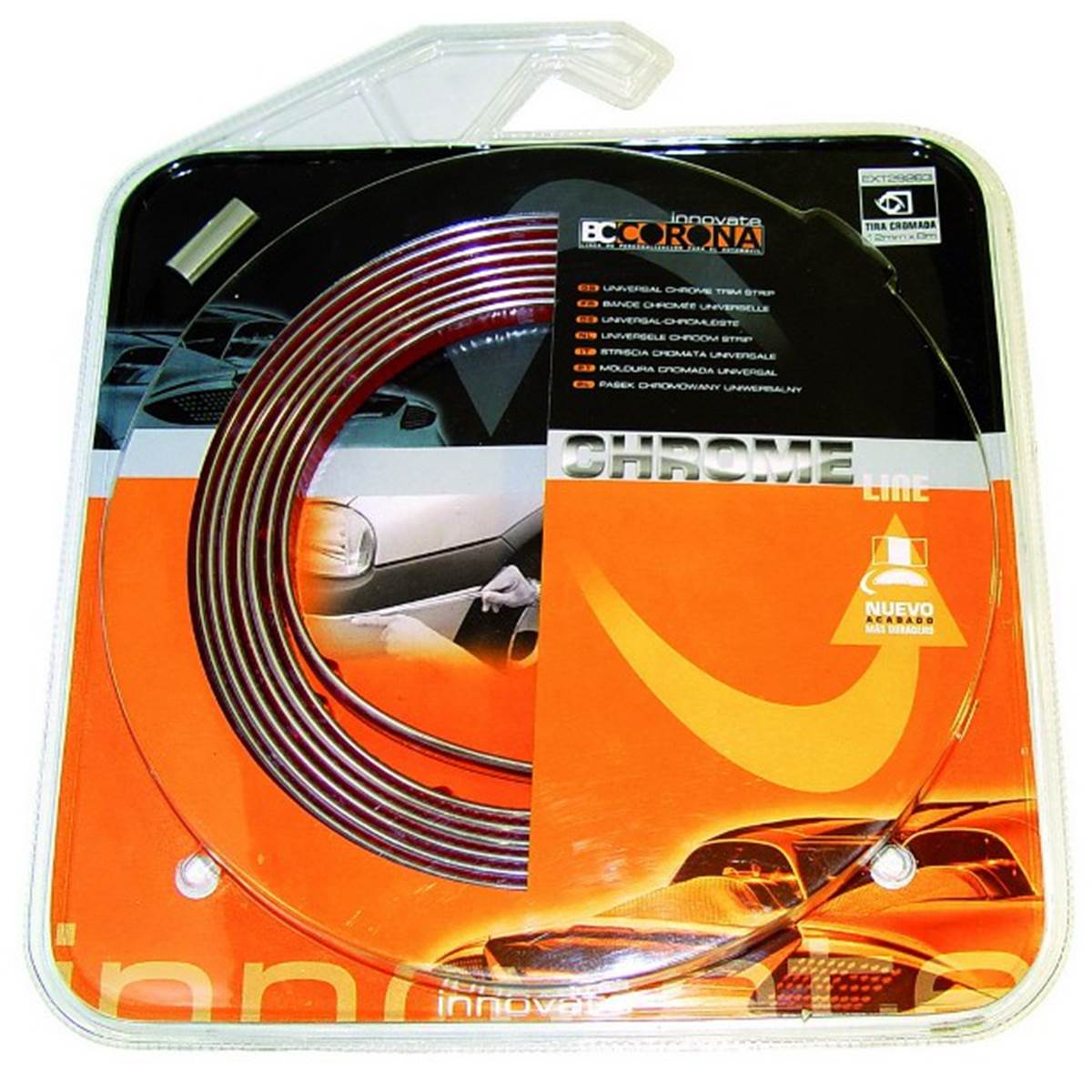 Bande chromée décoration carrosserie adhésive 9 mm x 8 m