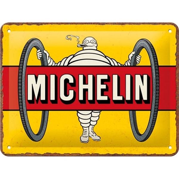 Enseigne 15 x 20 cm Michelin Tyres Bibendum Jaune
