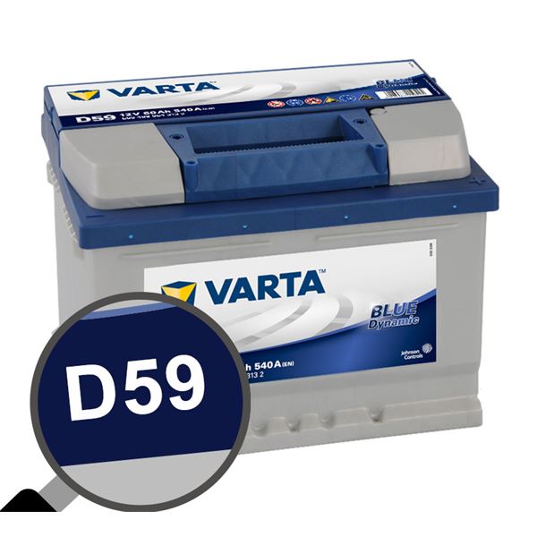 Batterie voiture Varta D59 - 60Ah / 540A - 12V - Feu Vert