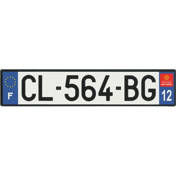 Plaque immatriculation alu basic 520 x 110 mm département 12