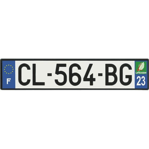 Plaque immatriculation alu basic 520 x 110 mm département 23