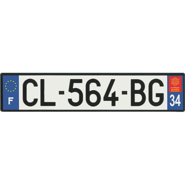 Plaque immatriculation alu basic 520 x 110 mm département 34