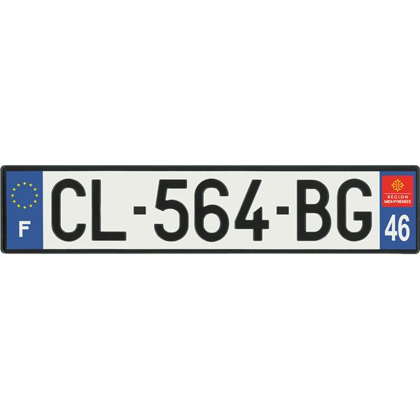Plaque immatriculation alu basic 520 x 110 mm département 46