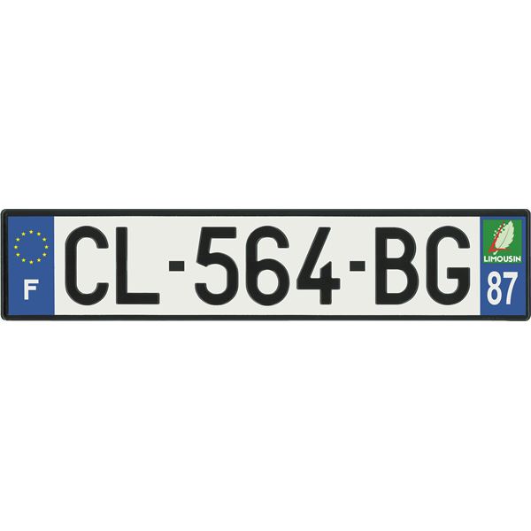 Plaque immatriculation alu basic 520 x 110 mm département 87