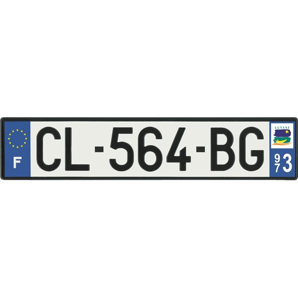 Plaque immatriculation alu basic 520 x 110 mm département 973