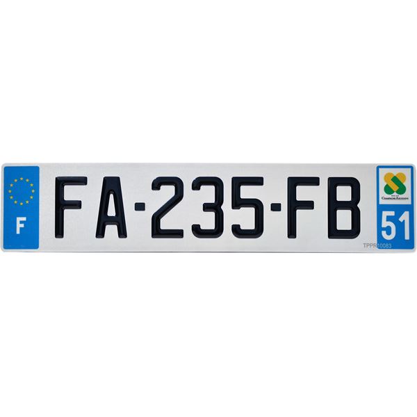 Plaque immatriculation alu confort 520 x 110 mm département 56