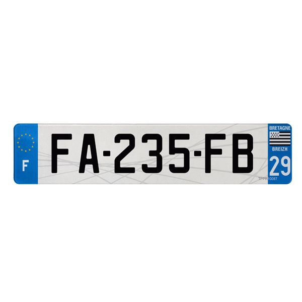 Plaque immatriculation plastique 520 x 110 mm département 29