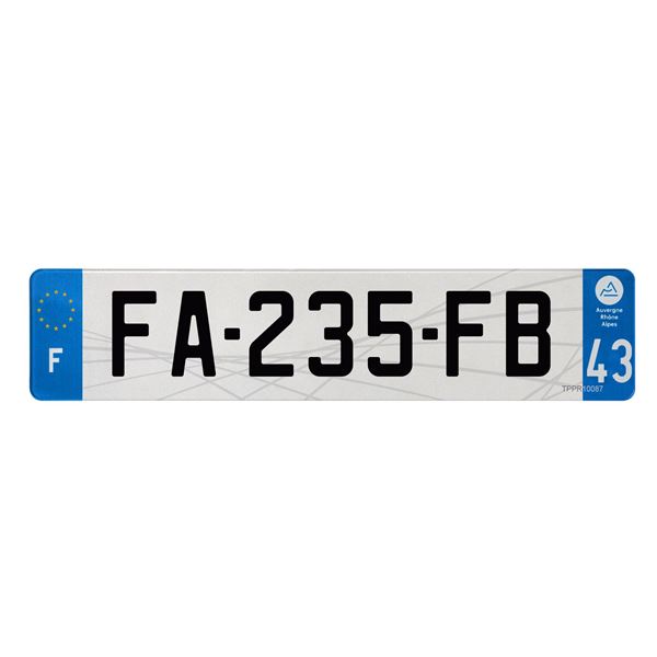 Plaque immatriculation plastique 520 x 110 mm département 43