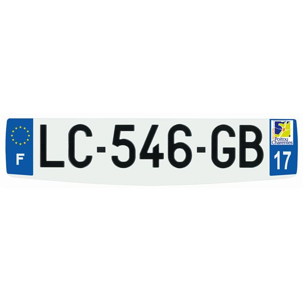 Plaque immatriculation alu confort 520 x 120 mm département 17