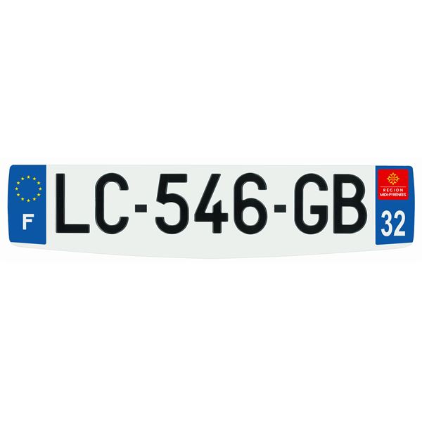 Plaque immatriculation alu confort 520 x 120 mm département 32