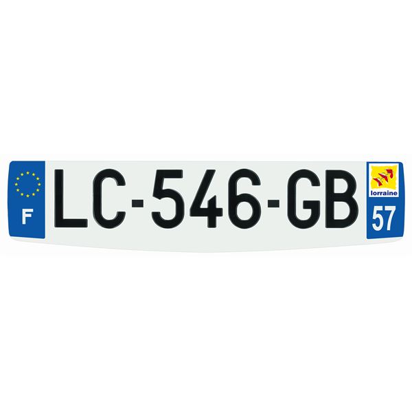 Plaque immatriculation alu confort 520 x 120 mm département 57