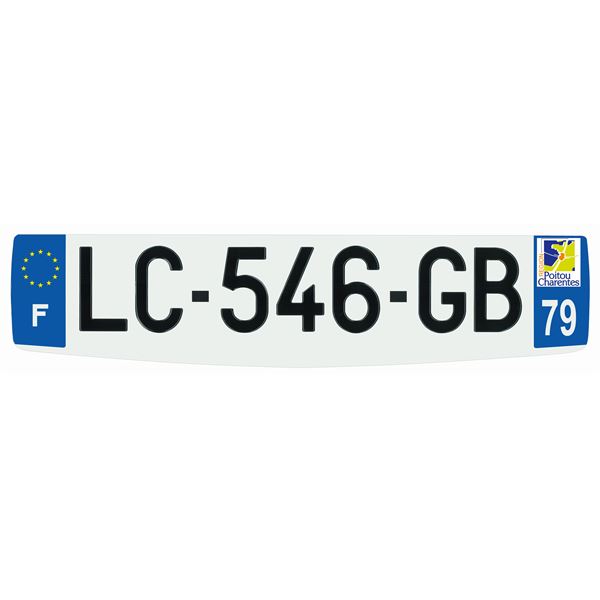 Plaque immatriculation alu confort 520 x 120 mm département 79