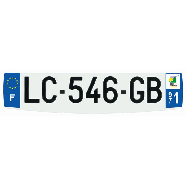 Plaque immatriculation alu confort 520 x 120 mm département 971