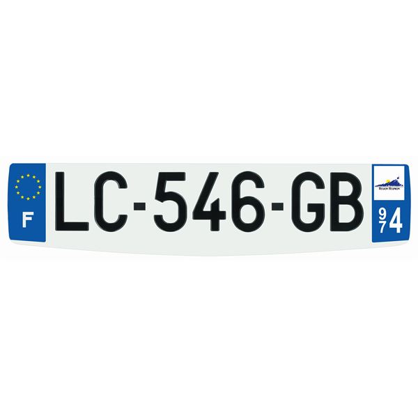 Plaque immatriculation alu confort 520 x 120 mm département 974