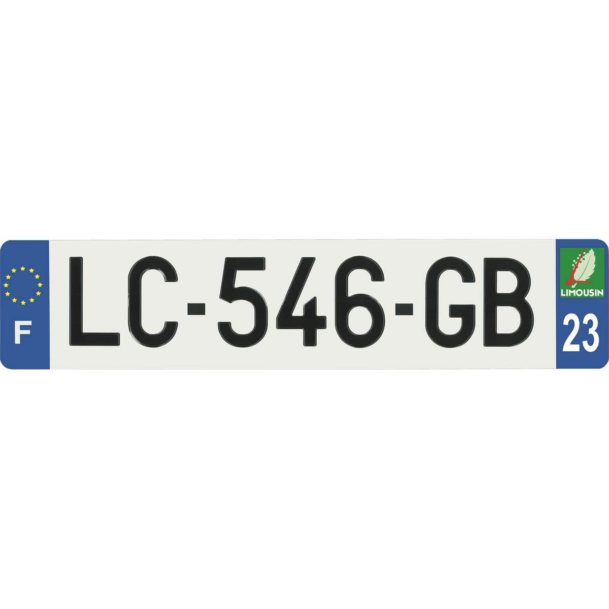 Plaque Immatriculation Plastique 520 X 110 Mm Département 23