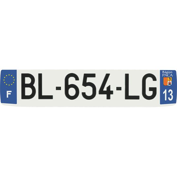 Plaque immatriculation alu confort 520 x 110 mm département 13