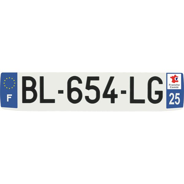 Plaque immatriculation alu confort 520 x 110 mm département 25
