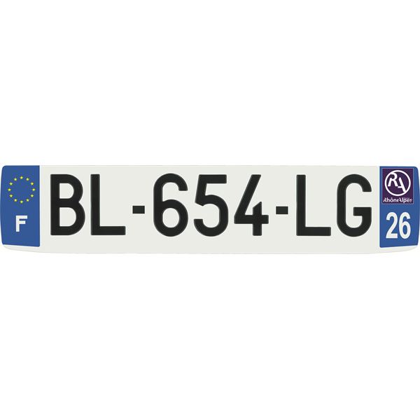 Plaque immatriculation alu confort 520 x 110 mm département 26