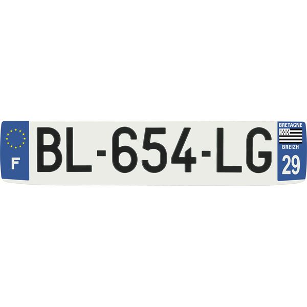Plaque immatriculation alu confort 520 x 110 mm département 29