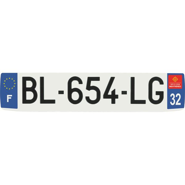 Plaque immatriculation alu confort 520 x 110 mm département 32