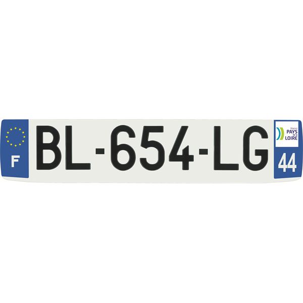 Plaque immatriculation alu confort 520 x 110 mm département 44