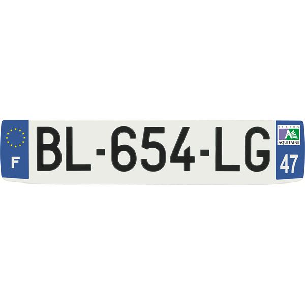 Plaque immatriculation alu confort 520 x 110 mm département 47
