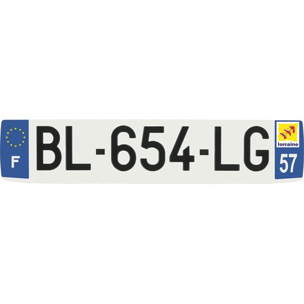 Plaque immatriculation alu confort 520 x 110 mm département 57