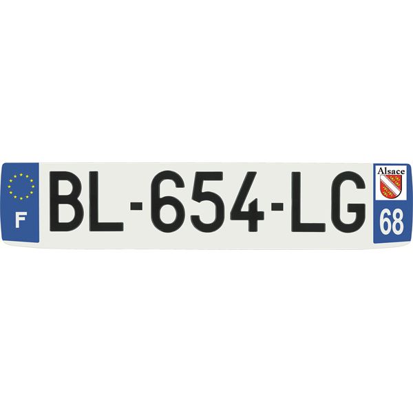 Plaque immatriculation alu confort 520 x 110 mm département 68