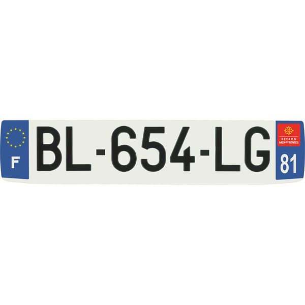 Plaque immatriculation alu confort 520 x 110 mm département 81