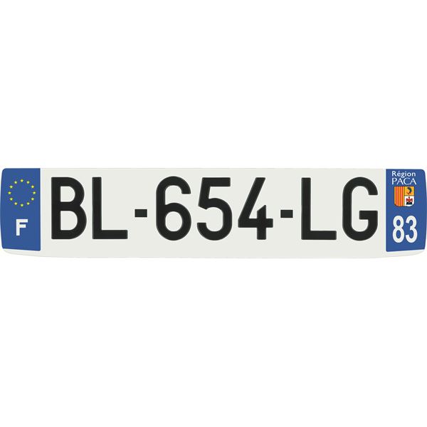 Plaque immatriculation alu confort 520 x 110 mm département 83