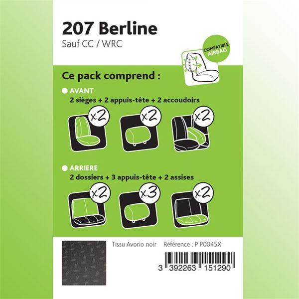 Housse Prémium pour 207 Berline, tissu Avorio