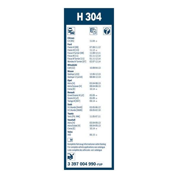 1 balai d'essuie-glace Bosch H304