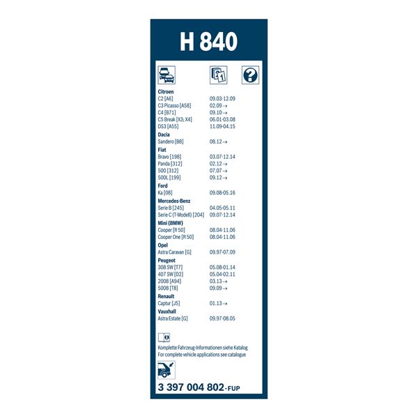 1 balai d'essuie-glace Bosch H840