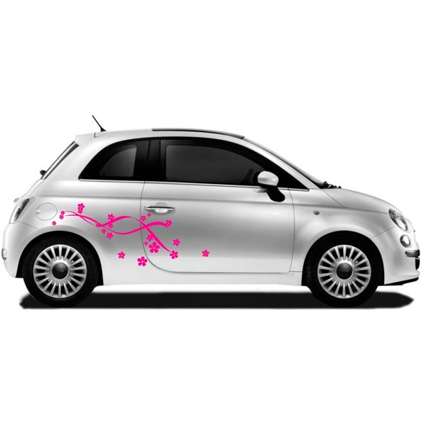 2 Autocollants voiture vagues de fleurs FleursFushia Cadox
