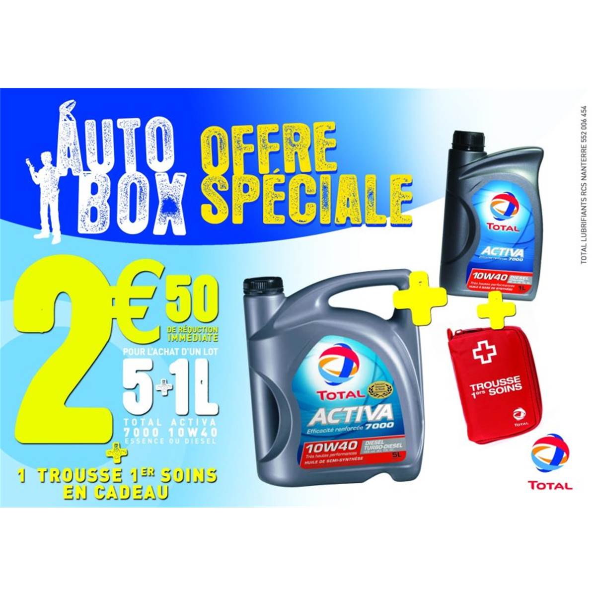 Total Activa 9000 D10w40 5l + 1l + Ori + Trousse 1er Soins
