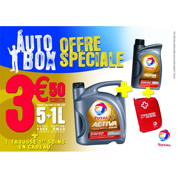 TOTAL ACTIVA 9000 E5W40 5L + 1L + ORI + Trousse 1er soins