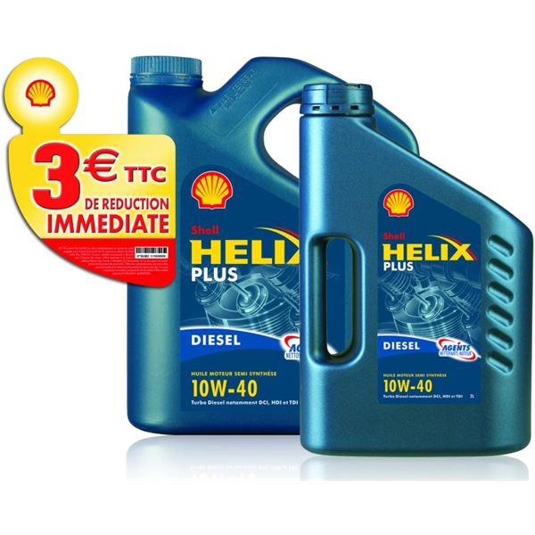 Huile semi-synthèse Shell Helix Plus Essence 10W40 5L + 2L