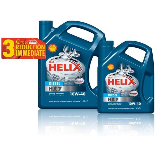 Huile SHELL HX7 diesel 10w40 5L + 2L
