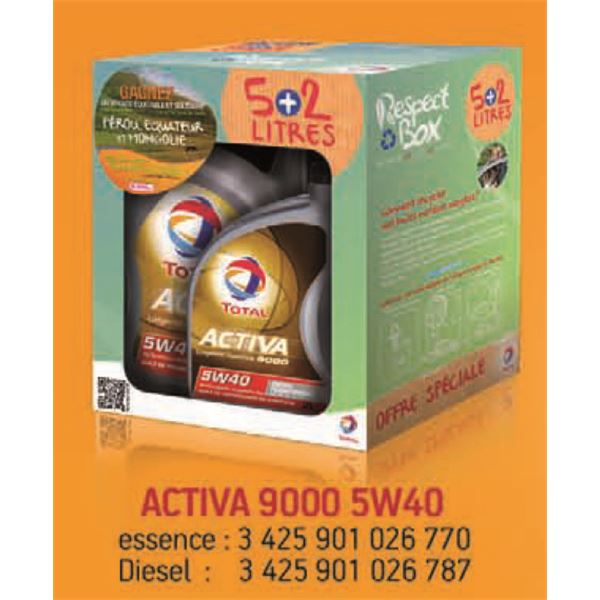 ACTIVA 9000 5W-40 diesel 5L+2L+JEU CONCOURS VOYAGE EQUITABLE