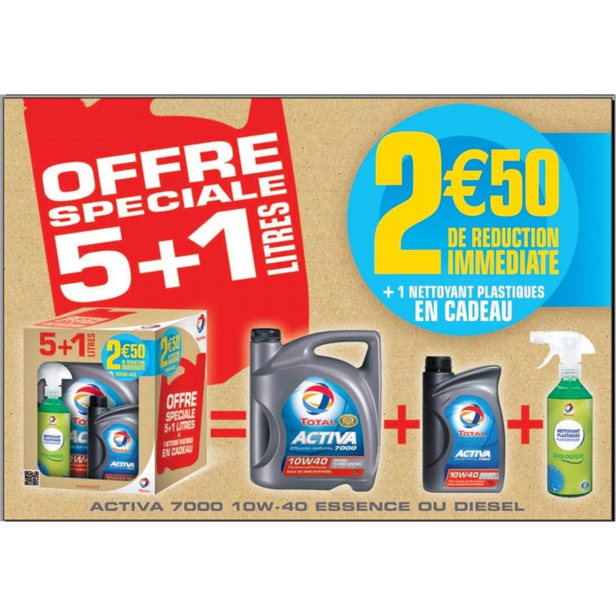 Lubrifiant À Base De Synthèse Essence Total Activa 7000 10w40 5l