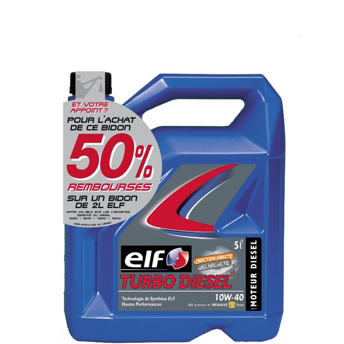 Elf Turbo Diesel10w40 + Odr 50% Appoint